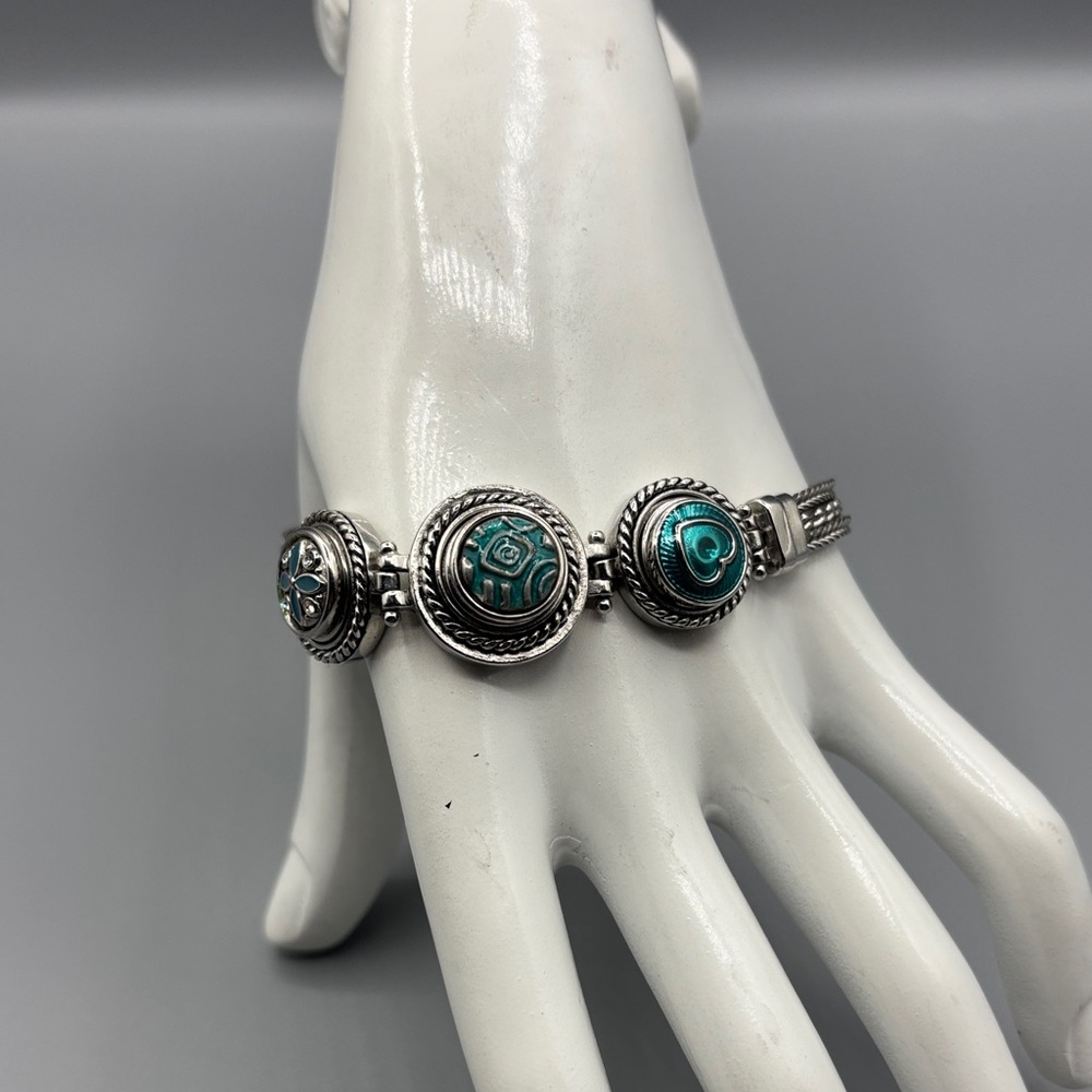 Silver and Turquoise Enamel Bracelet JP361